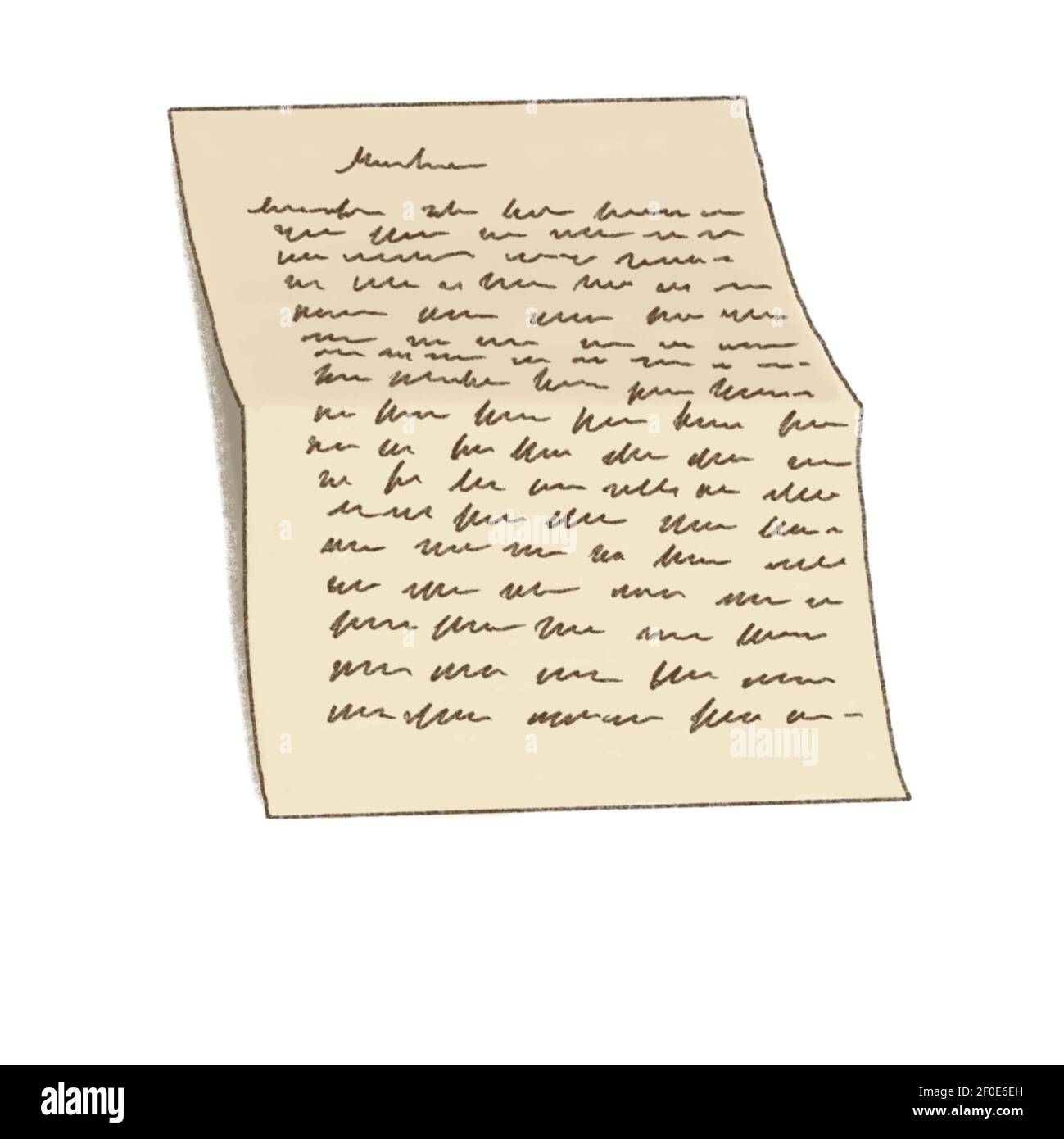 List of paper with handwriting. Handwritten letter. Old fashioned