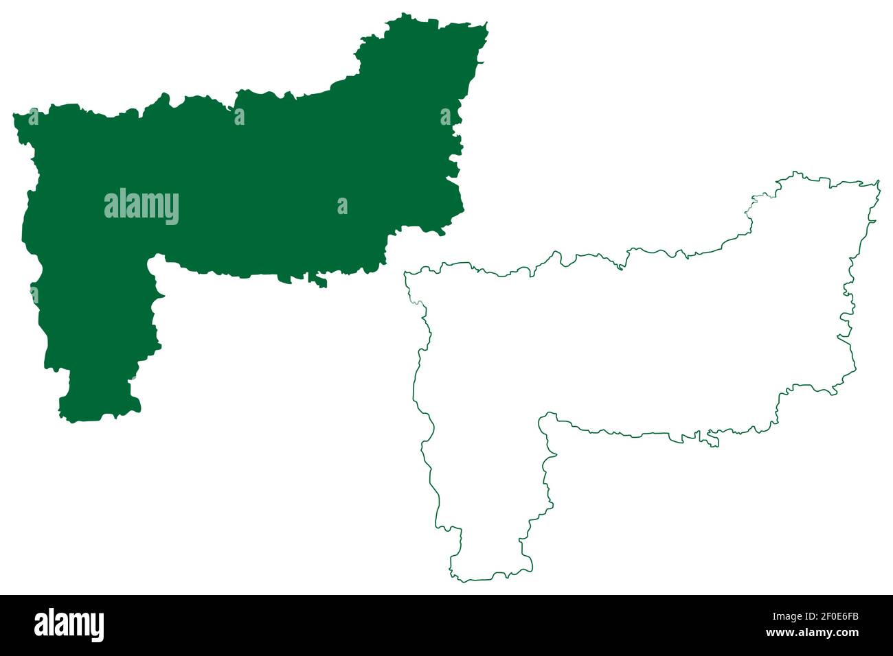 Purnia district (Bihar State, division, Republic of India) map vector illustration, scribble
