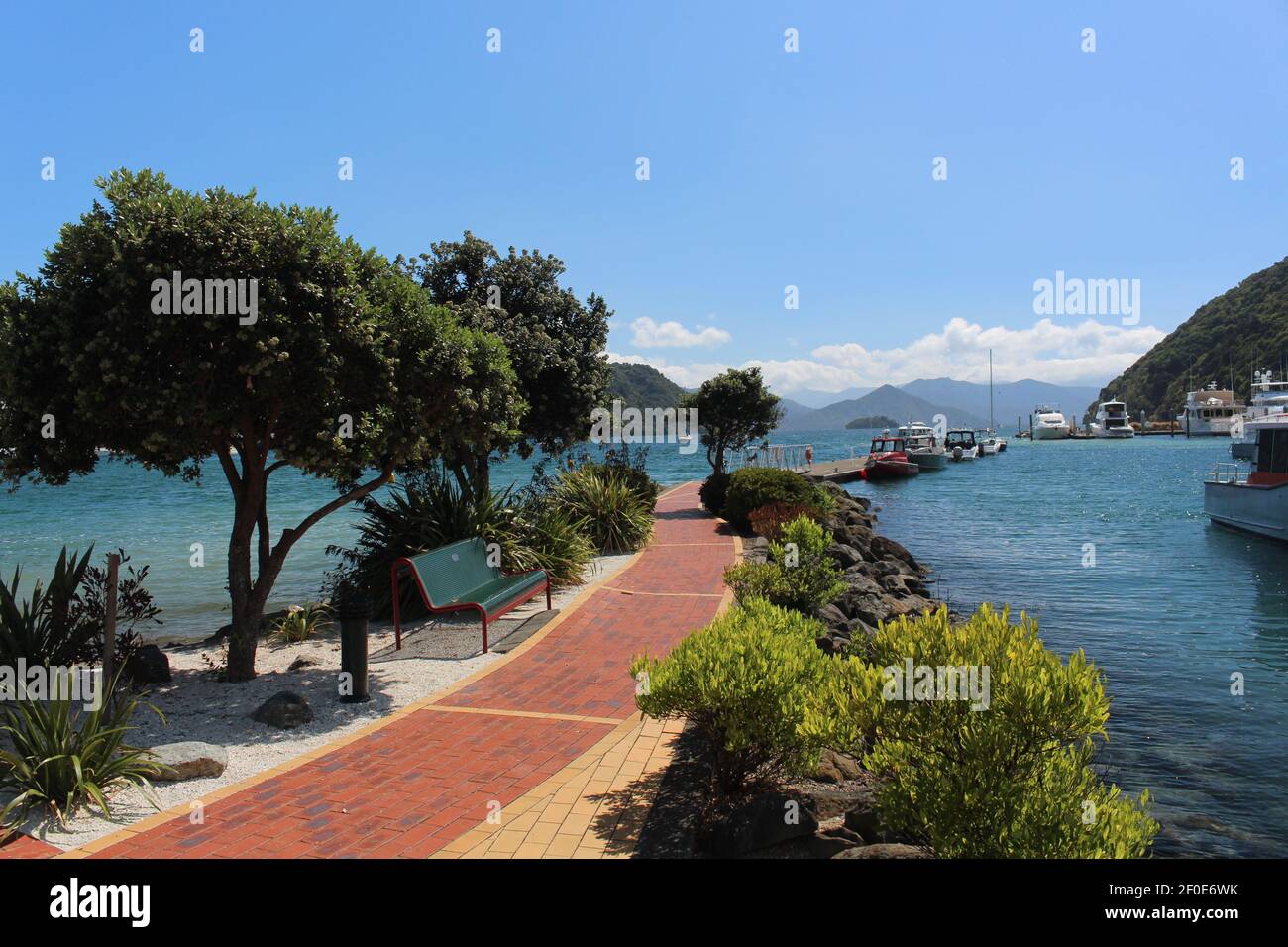 Marina of the city of Picton in New Zealand Stock Photo