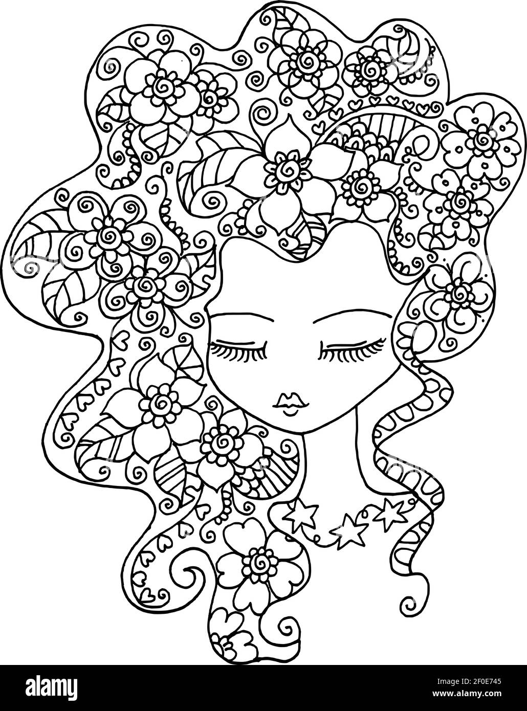 vector beauty girl with flowers hair design Stock Vector Image & Art