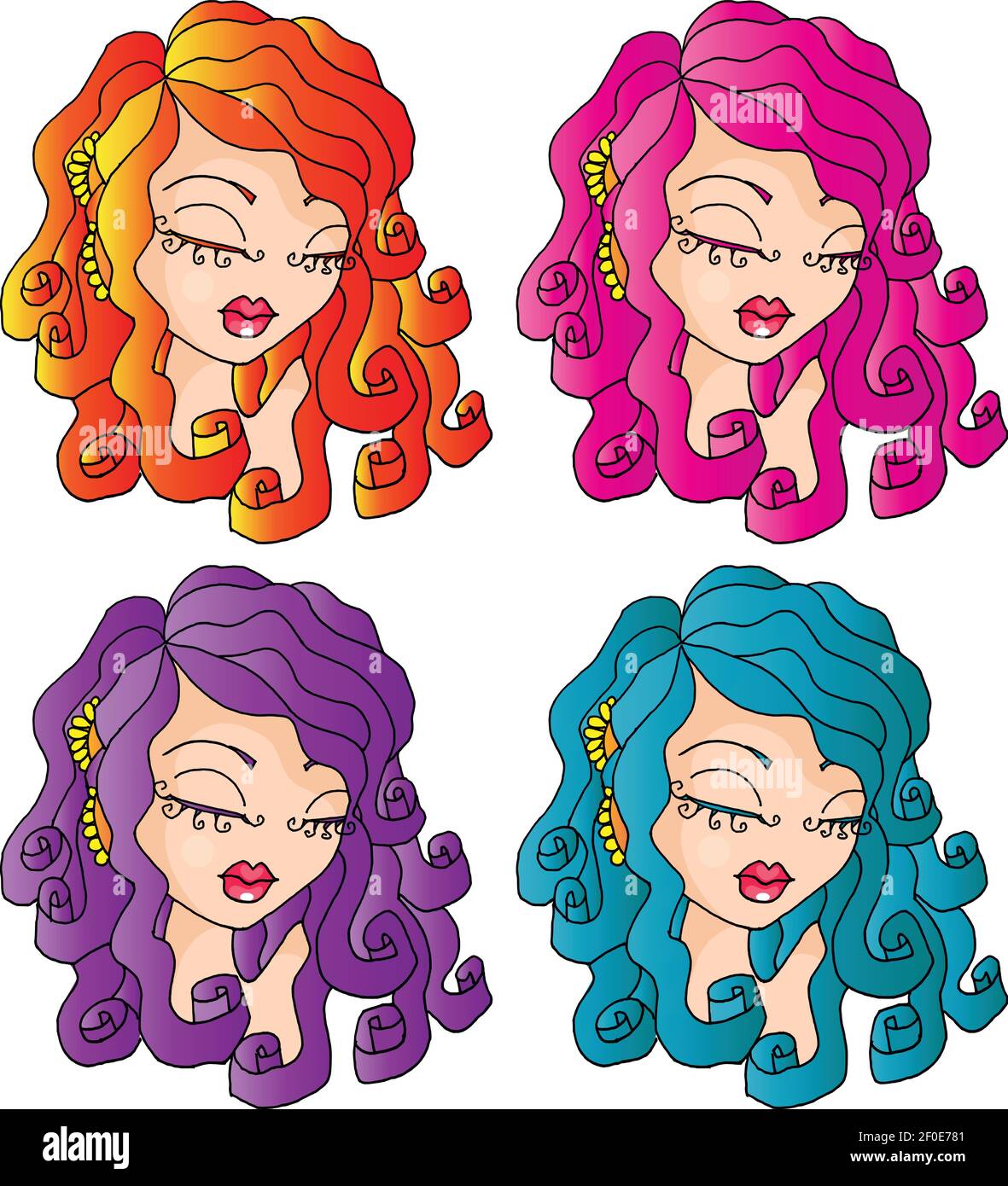 vector drawing beauty hair colour set Stock Vector Image & Art - Alamy