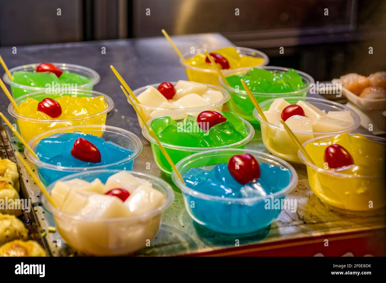 Beijing, China. 2nd June, 2017. Sweets offered to customers in Donghuamen Night Market in Beijing, China. Stock Photo