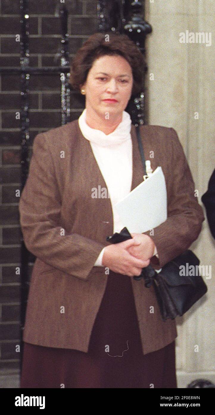File photo dated 28/02/96 of the then Justice Minister Nora Owen outside 10 Downing Street London, after taking part in the Northern Ireland peace process summit with the then Prime Minister John Major. Issue date: Sunday March 7, 2021. Stock Photo
