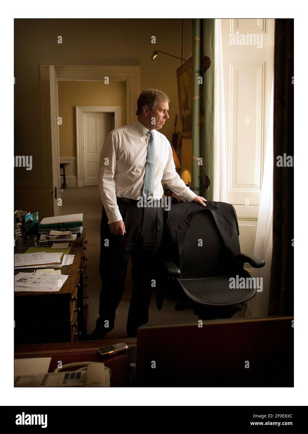 Prince Andrew, Duke of York in his office in Buckingham Palace.pic David Sandison 24/4/2007 Stock Photo