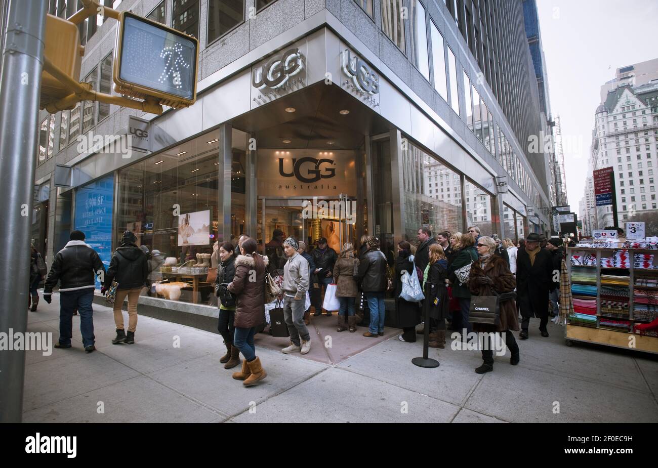 Shoppers patiently wait on line to enter the Ugg store on Madison Avenue in  New York on Sunday, December 19, 2010. Marcato Capital Management has  exited their 8.5 percent stake in Deckers