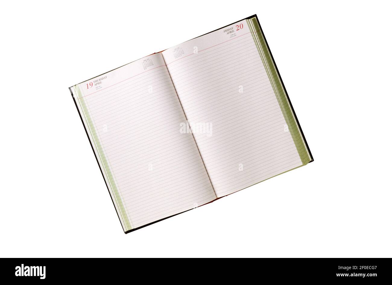 Open old notebook isolated on the white background Stock Photo