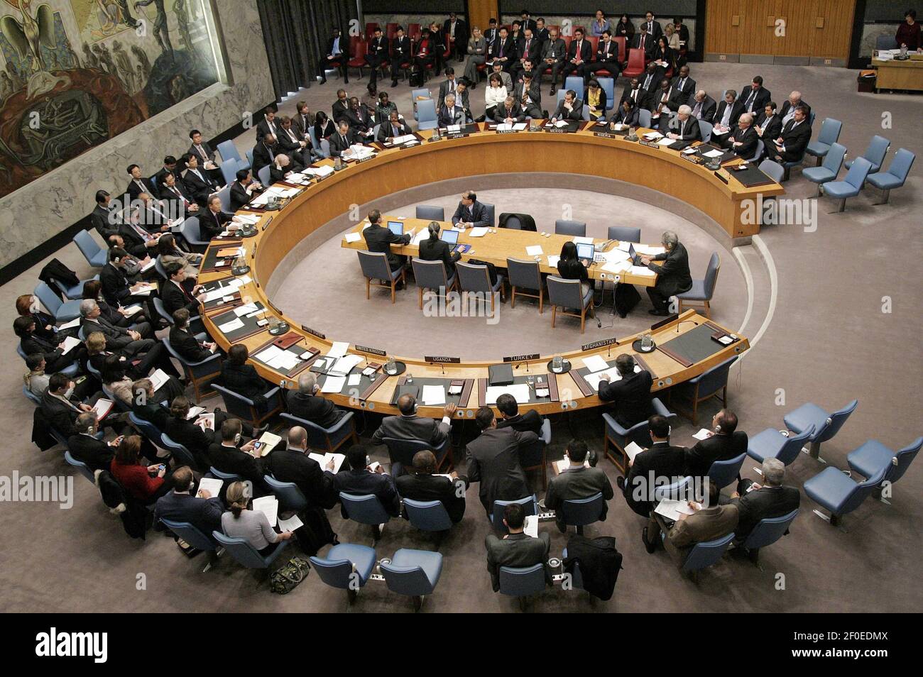 6 January 2010 - New York, NY - A wide view of the Security Council as it deliberates on the situation in Afghanistan. Photo Credit: Paulo Filgueiras/UN Photo/Sipa Press/1001071701 Stock Photo