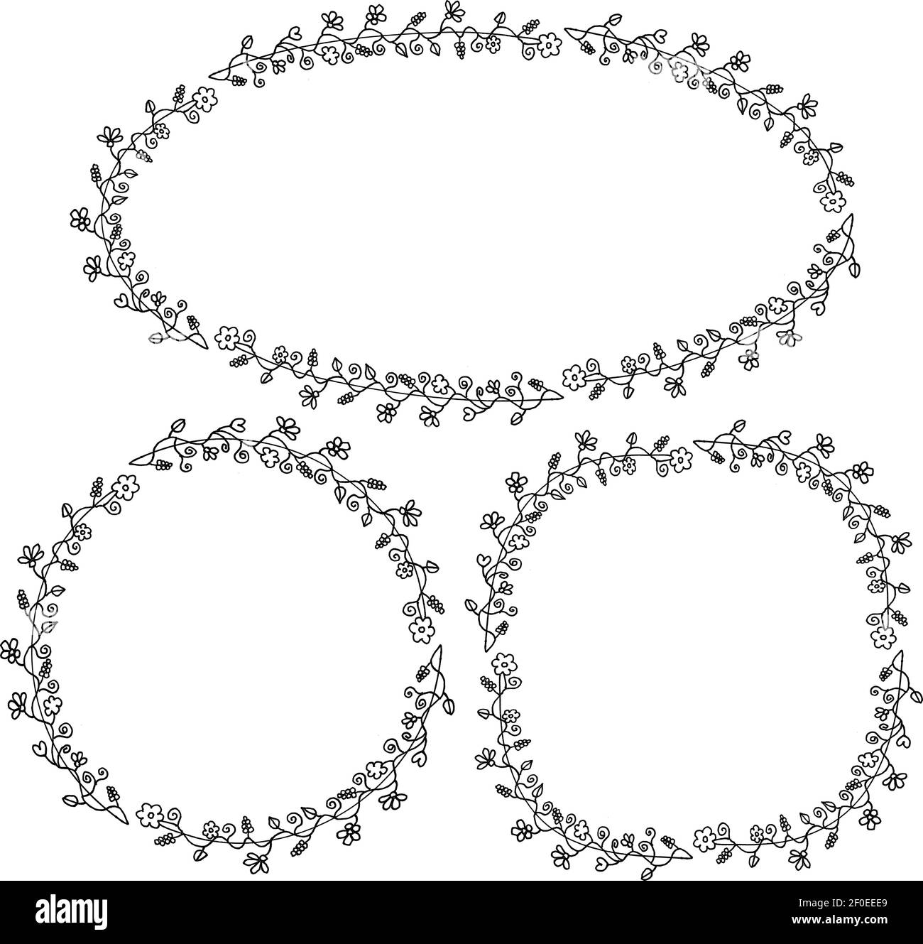 vector drawing flowers border frame background Stock Vector Image & Art ...
