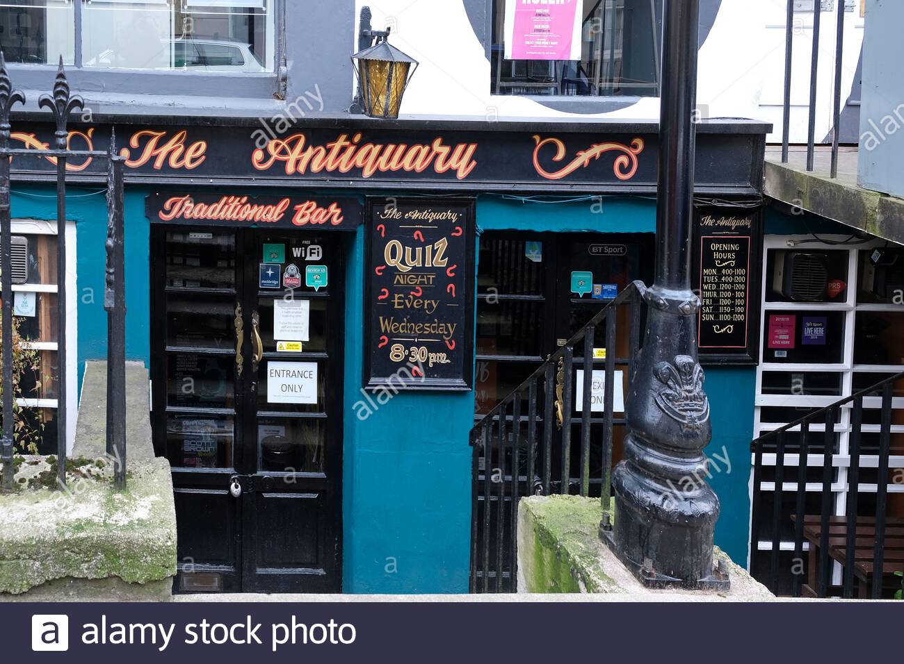 The Antiquary, basement bar and traditional pub, St. Stephen Street, Edinburgh Scotland Stock Photo