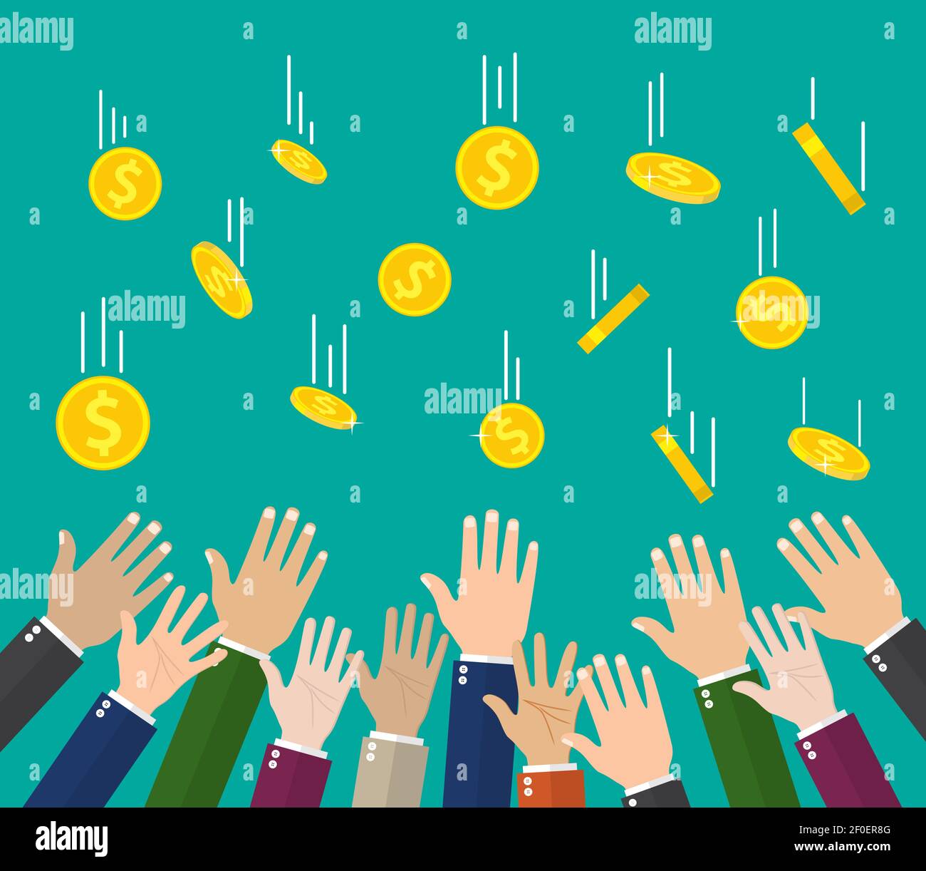 Falling gold coins and hands Stock Vector Image & Art - Alamy