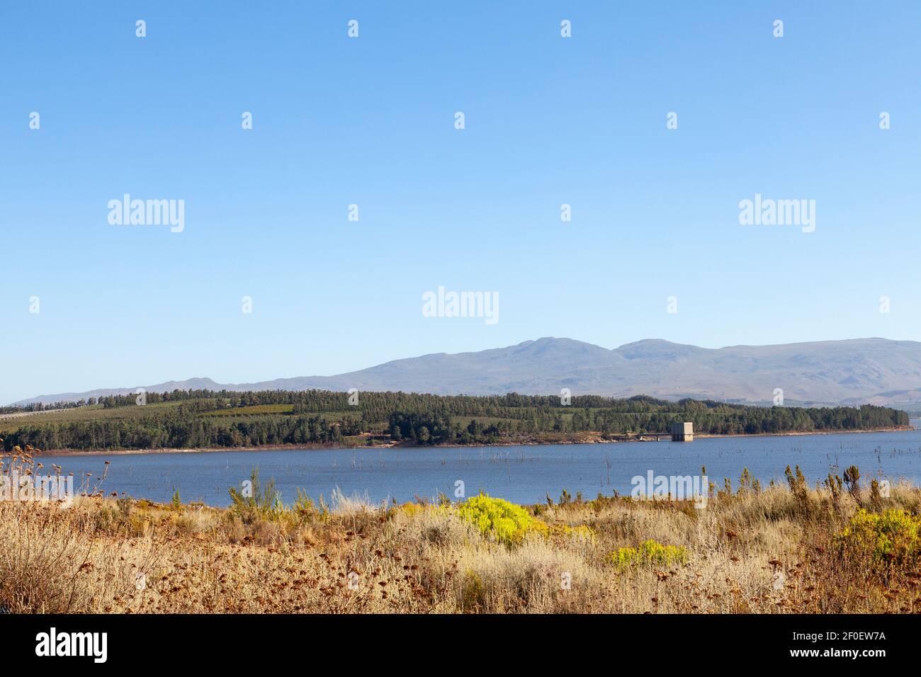 Theewaterskloof Dam near Villiersdorp, Western Cape, South Africa which supplies Cape Town with water. Stock Photo