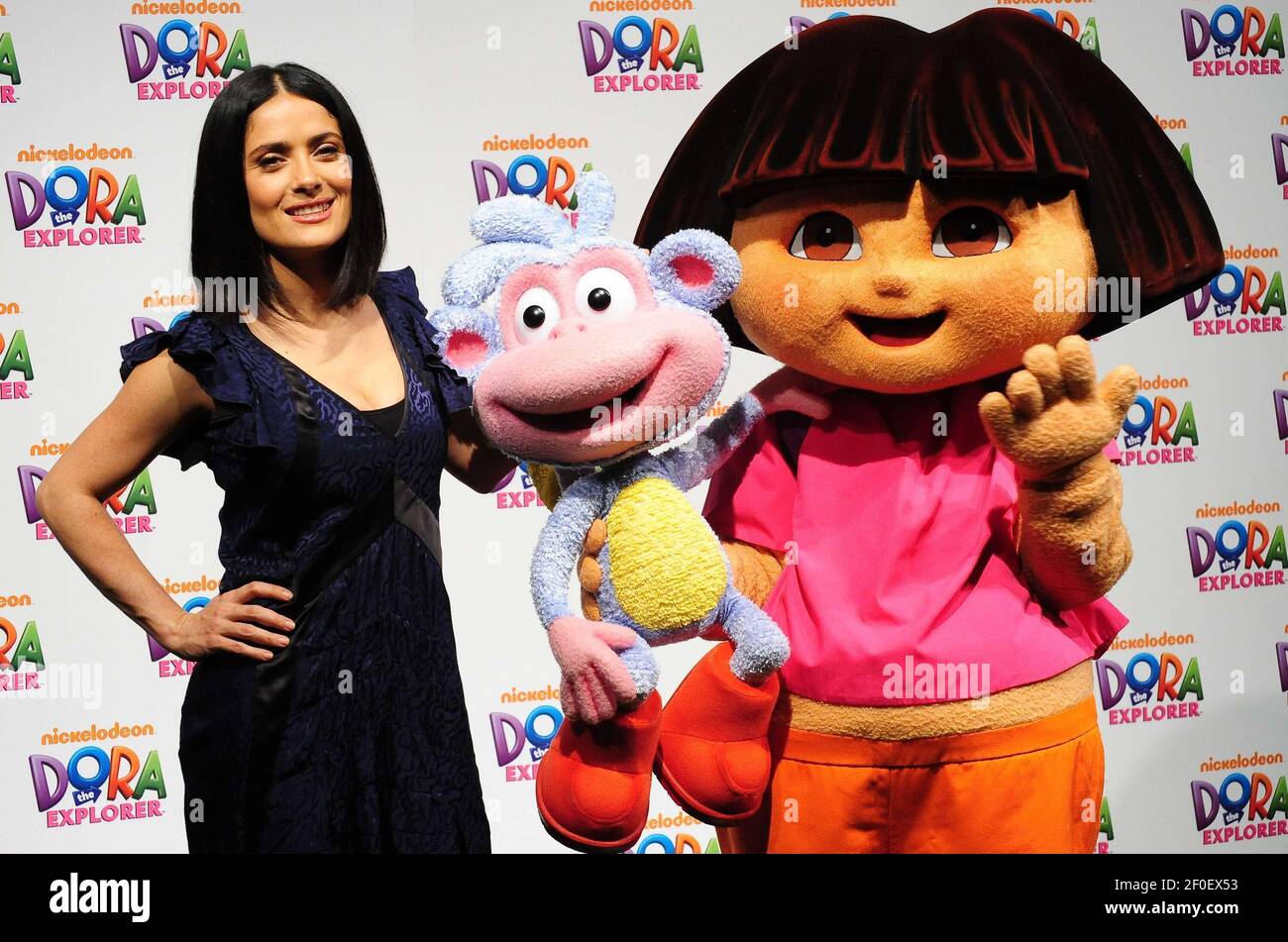 Salma Hayek and Dora The Explorer. 2 March 2010, Burbank, CA. Nickelodeon  Launches Dora The Explorer's 10th Anniversary With The 'Beyond The  Backpack' Campaign held at the Nickelodeon Animation Studio. Photo Credit: