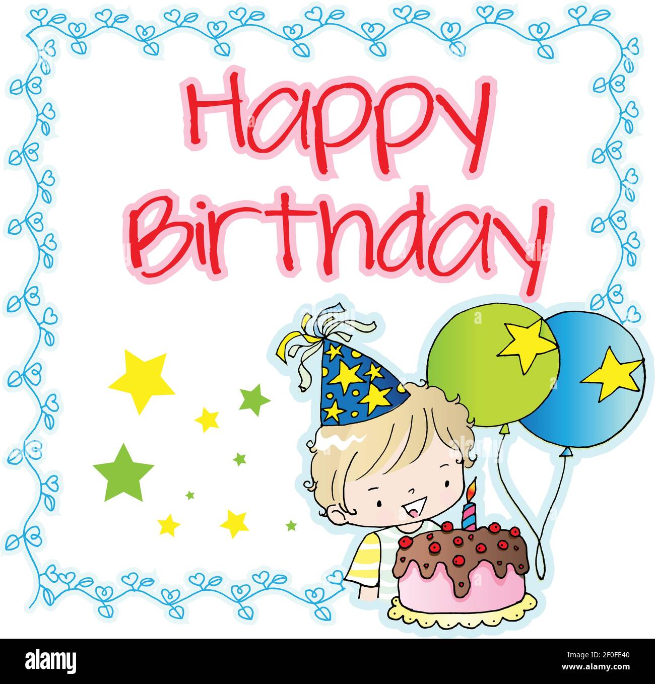 vector drawing happy birthday card Stock Vector Image & Art Alamy