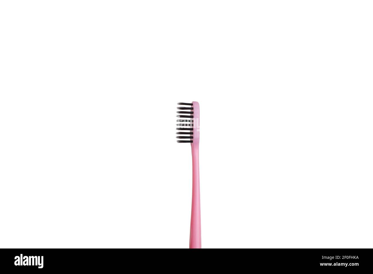The pink tooth brushing cheek is isolated on a white background. Care