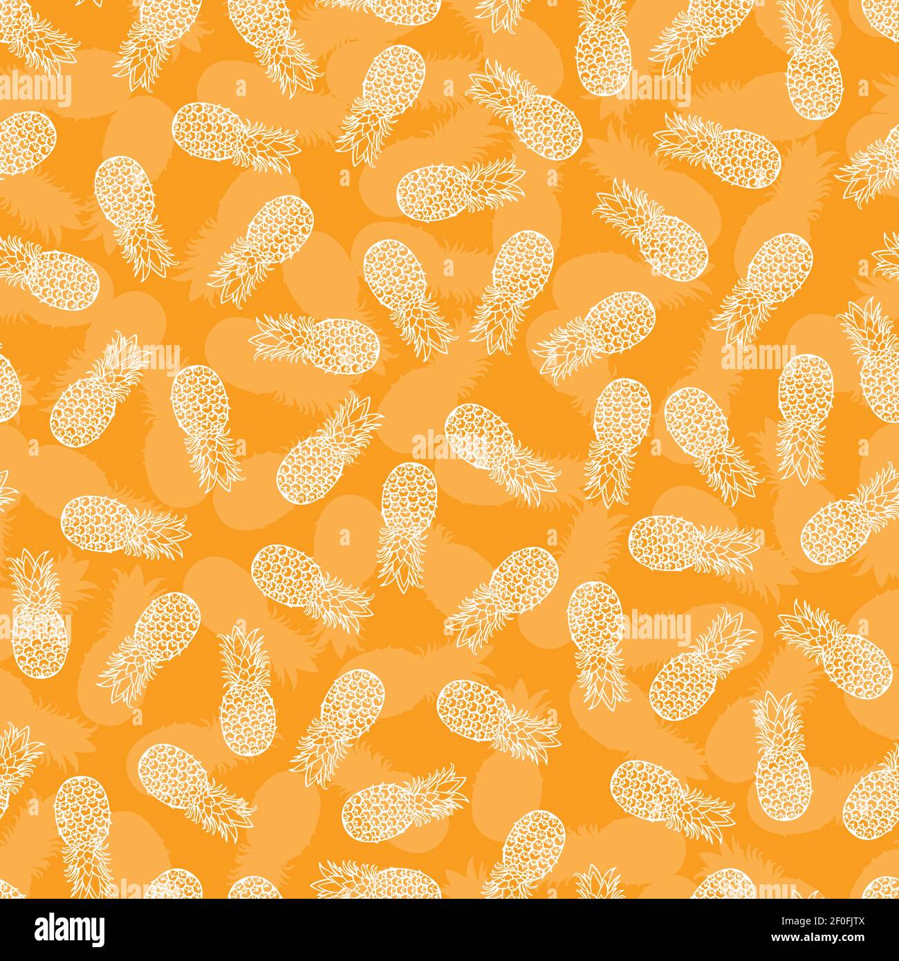 Vector yellow monochrome scattered pineapple seamless repeat pattern. Perfect for fabric, scrapbooking and wallpaper projects. Stock Vector