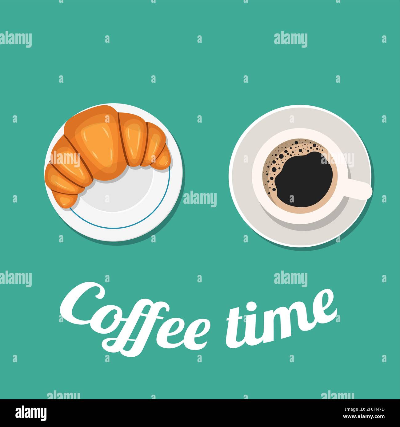 Coffee break time with croissant Stock Vector Image & Art Alamy