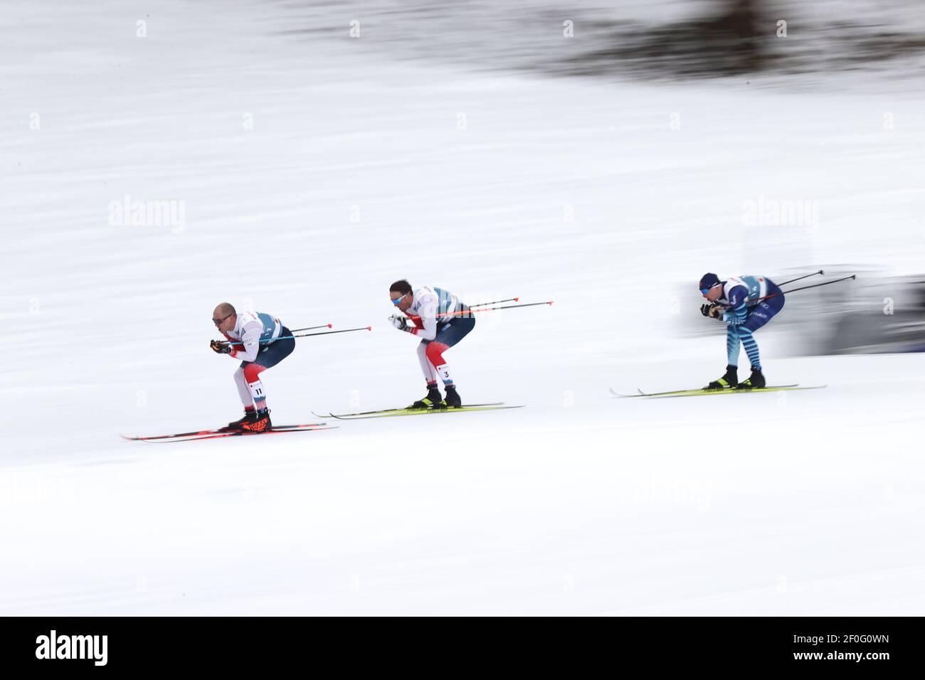 Oberstdorf, Germany. 07th Mar, 2021. Nordic skiing: World Championship: Cross-country, 50 km classic, men. Paal Golberg from Norway ahead of Emil Iversen from Norway and Iivo Niskanen from Finland. Credit: Daniel Karmann/dpa/Alamy Live News Stock Photo
