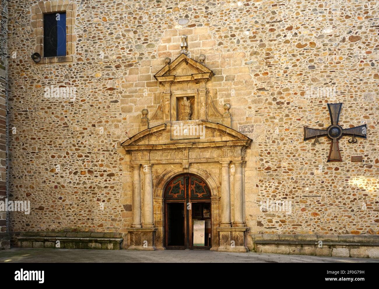 Main entrance to the Basilica de la Encina from the 16th century, Ponferrada, Spain, 2020 (Basilica of Our Lady of the Oak) Stock Photo