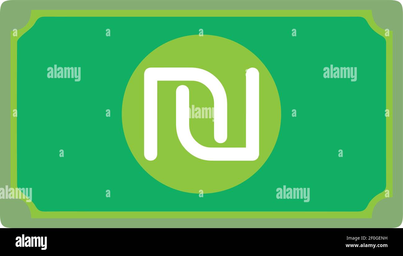 Israel Shekel currency Sign Green Note icon Vector for mobile apps and ...