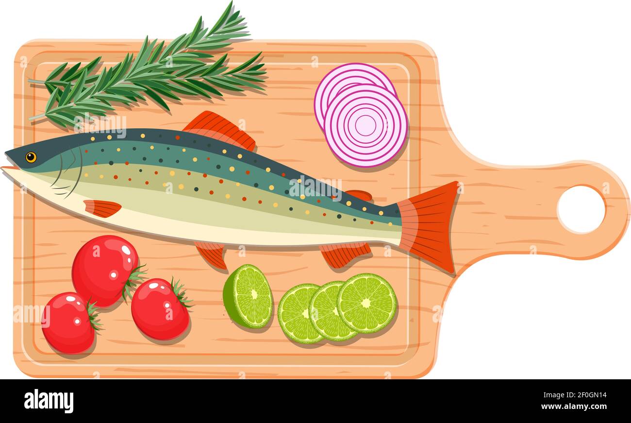 Ingredients and spices for cooking fish Stock Vector Image & Art - Alamy