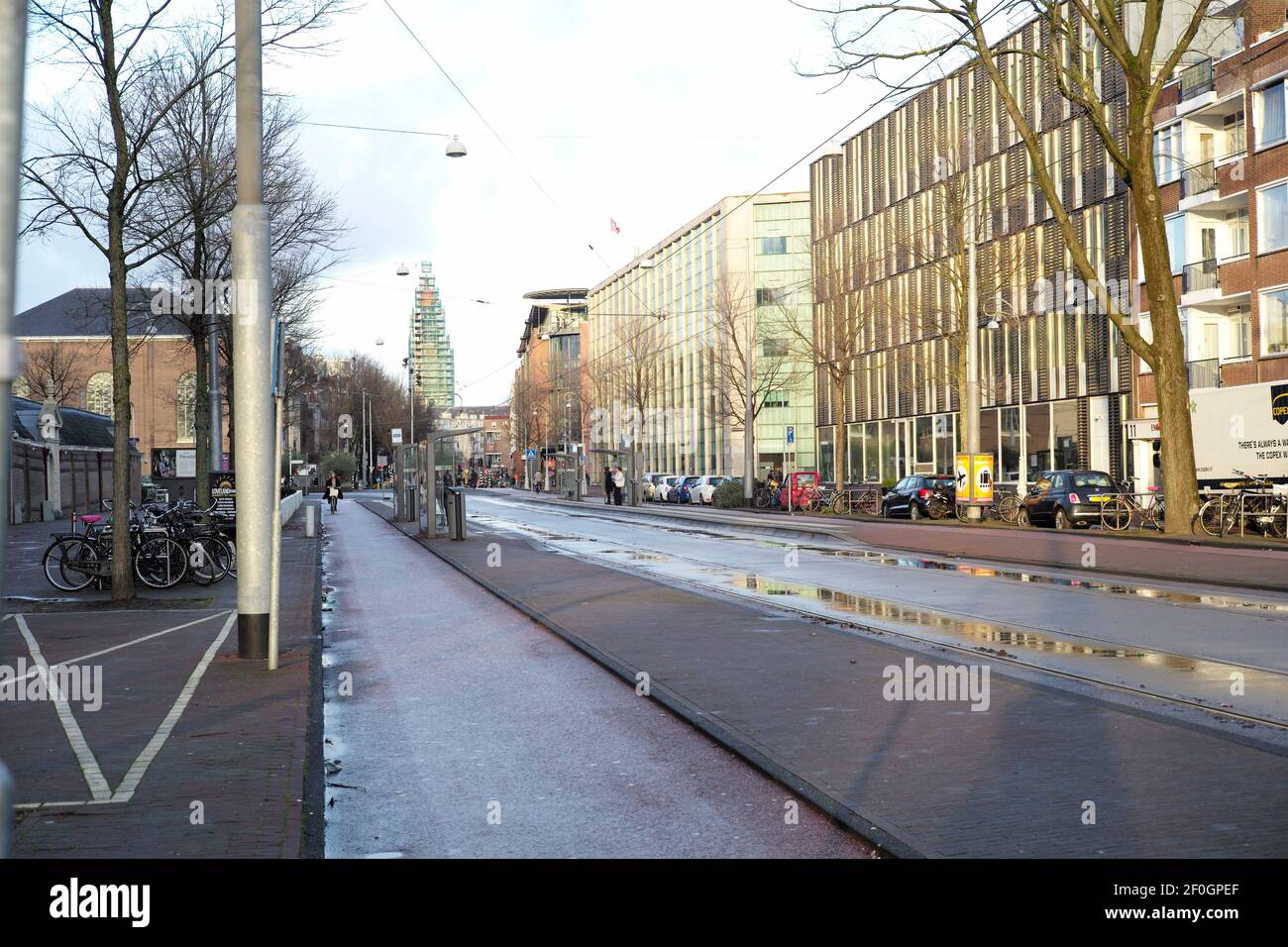 Empty street in Amsterdam Netherlands Stock Photo