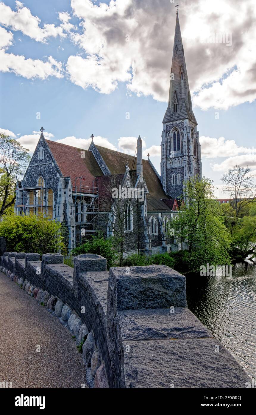 St Alban's church, Copenhagen, Scandinavia, Denmark - Gothic Revival architecture - Anglican church in Copenhagen built from 1885 to 1887 Stock Photo