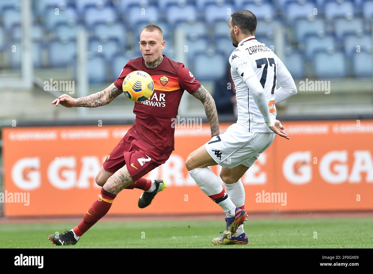 LRICK KARSDORP (ROMA) E DAVIDE ZAPPACOSTA (GENOA) durante AS Roma vs Genoa  CFC, Campionato di Calcio Serie A in Rome, Italia, 07 marzo 2021 Stock  Photo - Alamy