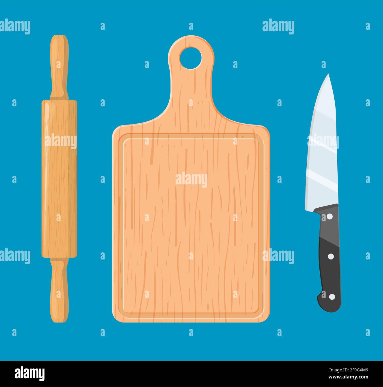 Rolling pin, cutting board and knife Stock Vector Image & Art Alamy