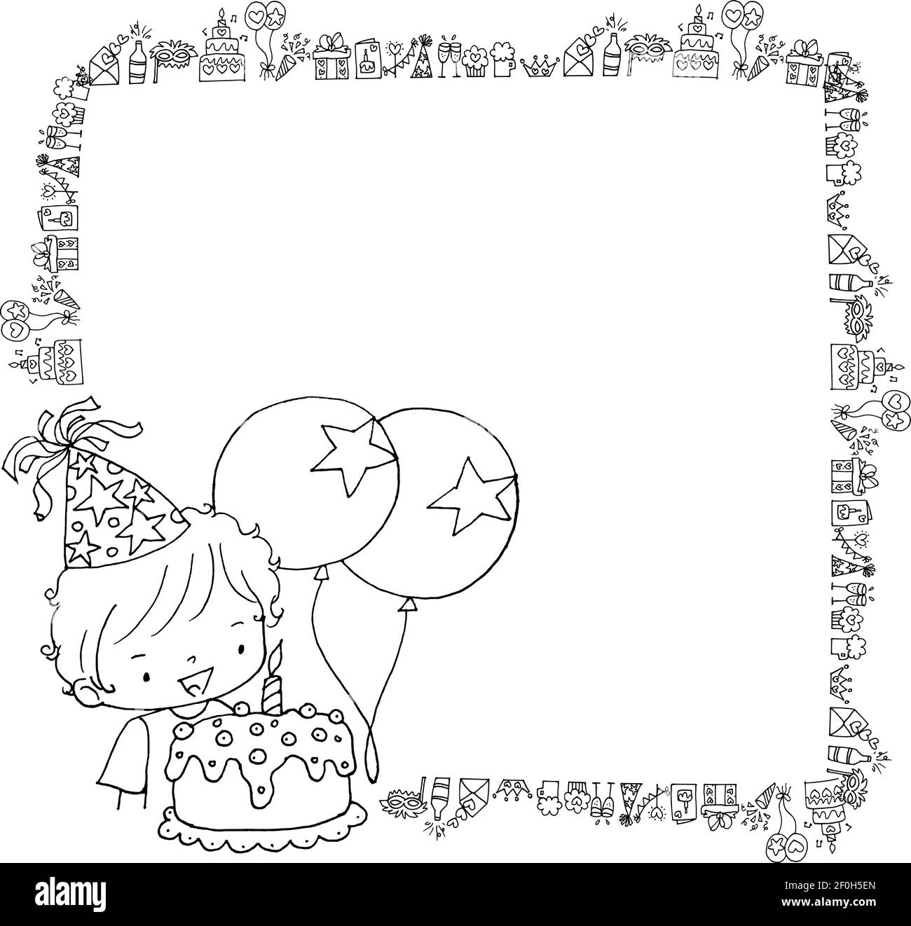 vector-drawing-happy-birthday-card-border-frame-stock-vector-image-art-alamy