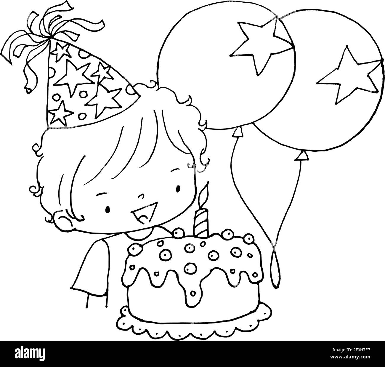 vector drawing happy birthday card Stock Vector Image & Art - Alamy