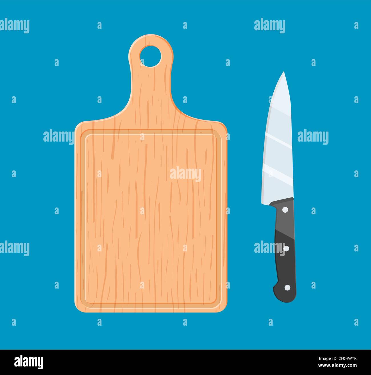 The cutting board and knife icon. Stock Vector