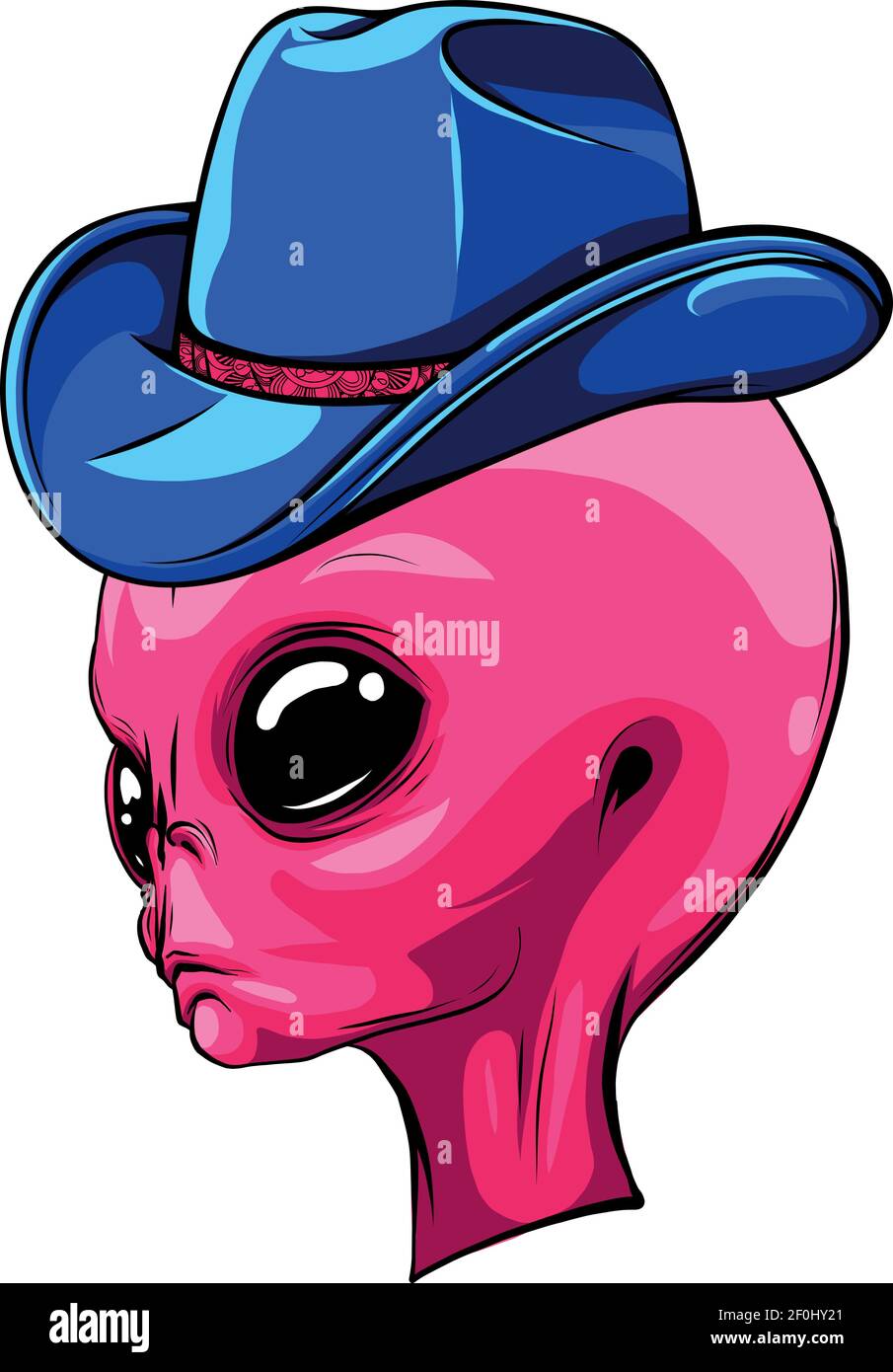 alien pink head with hat vector illustration design Stock Vector