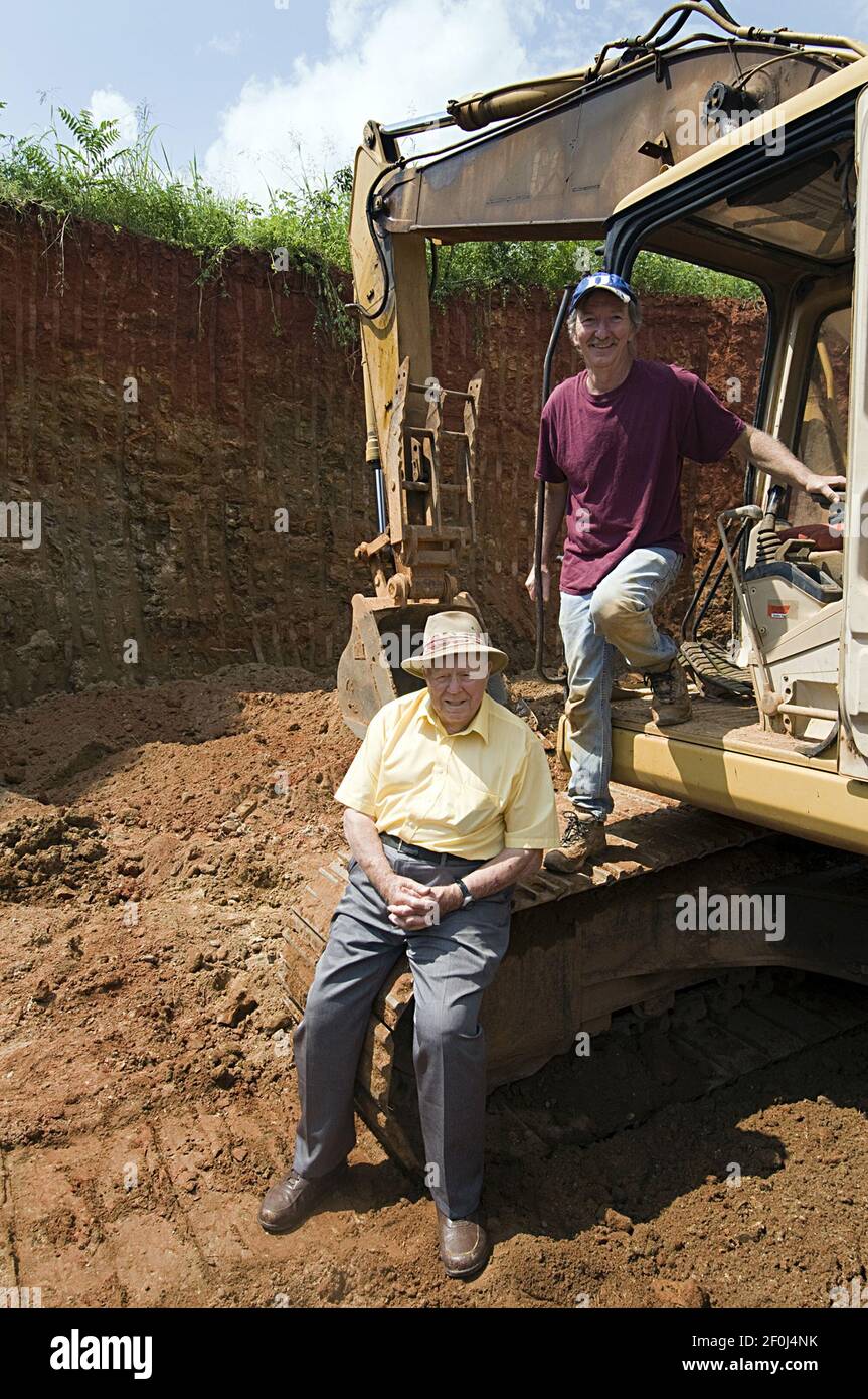 Gem Miner Terry Ledford Top And Farm Owner Renn Adams Stand In The