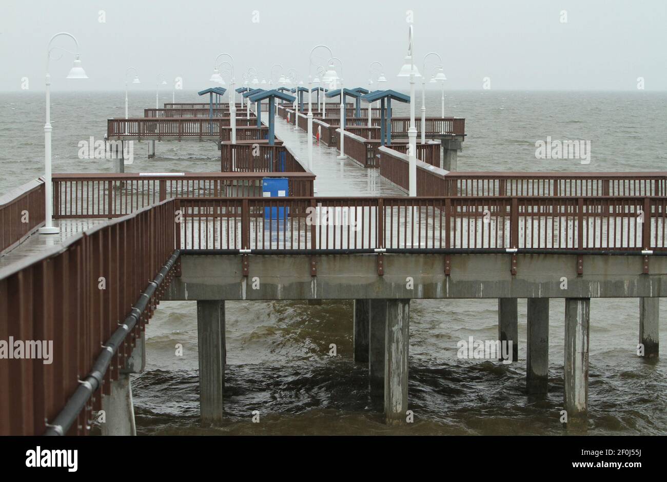 The Garfield Ladner Memorial Pier in Waveland, Mississippi, is shown in