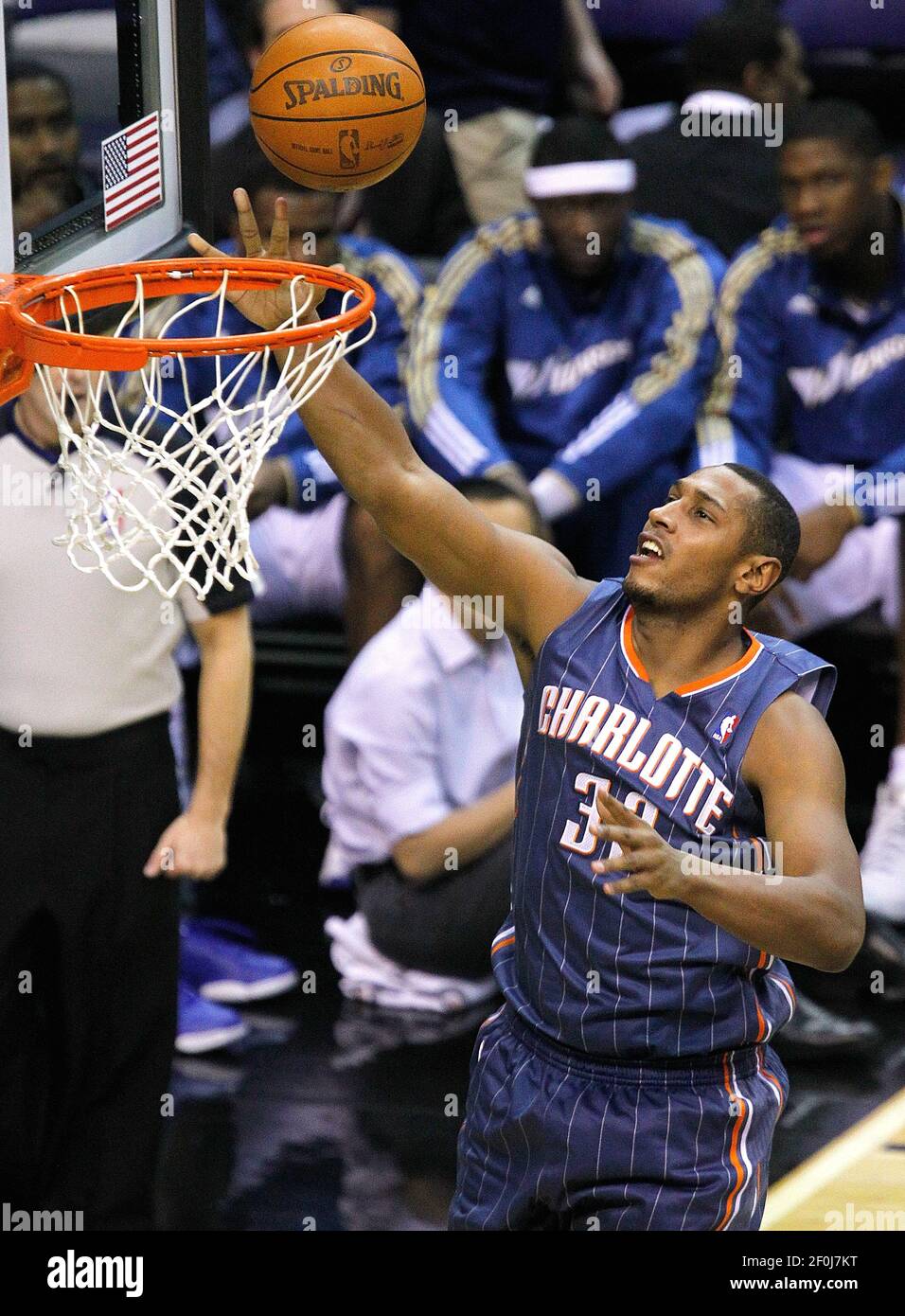 Charlotte Bobcats power forward Boris Diaw (32) scores against the Washington Wizards during their game played at the Verizon Center in Washington, D.C., Monday, December 20, 2010. Washington defeated Charlotte 108-75 (Harry E. Walker/MCT/Sipa USA) Stock Photo