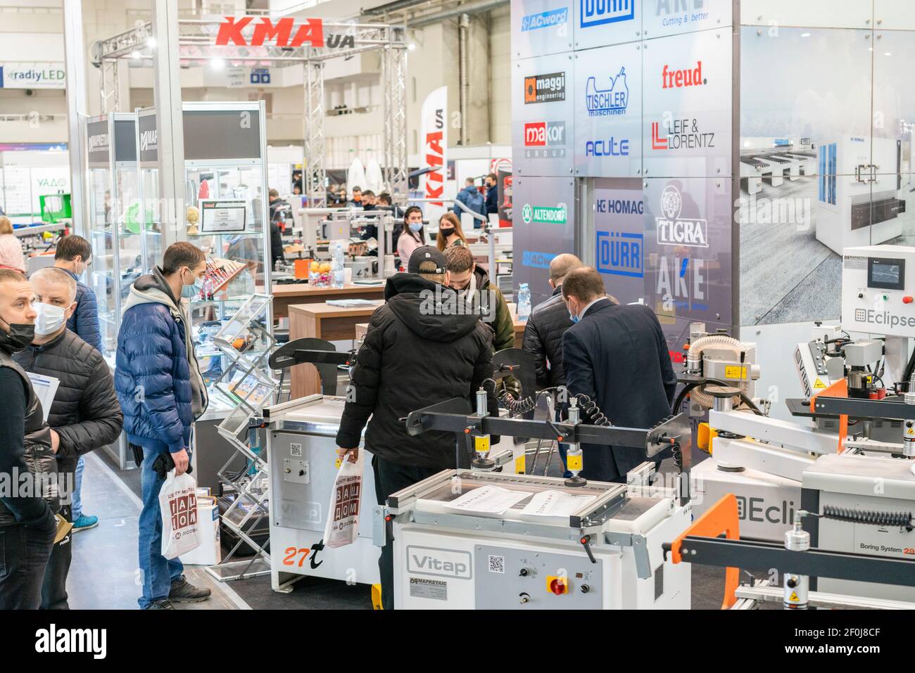 Kiev, Ukraine March 5 2021. Furniture exhibition during a pandemic