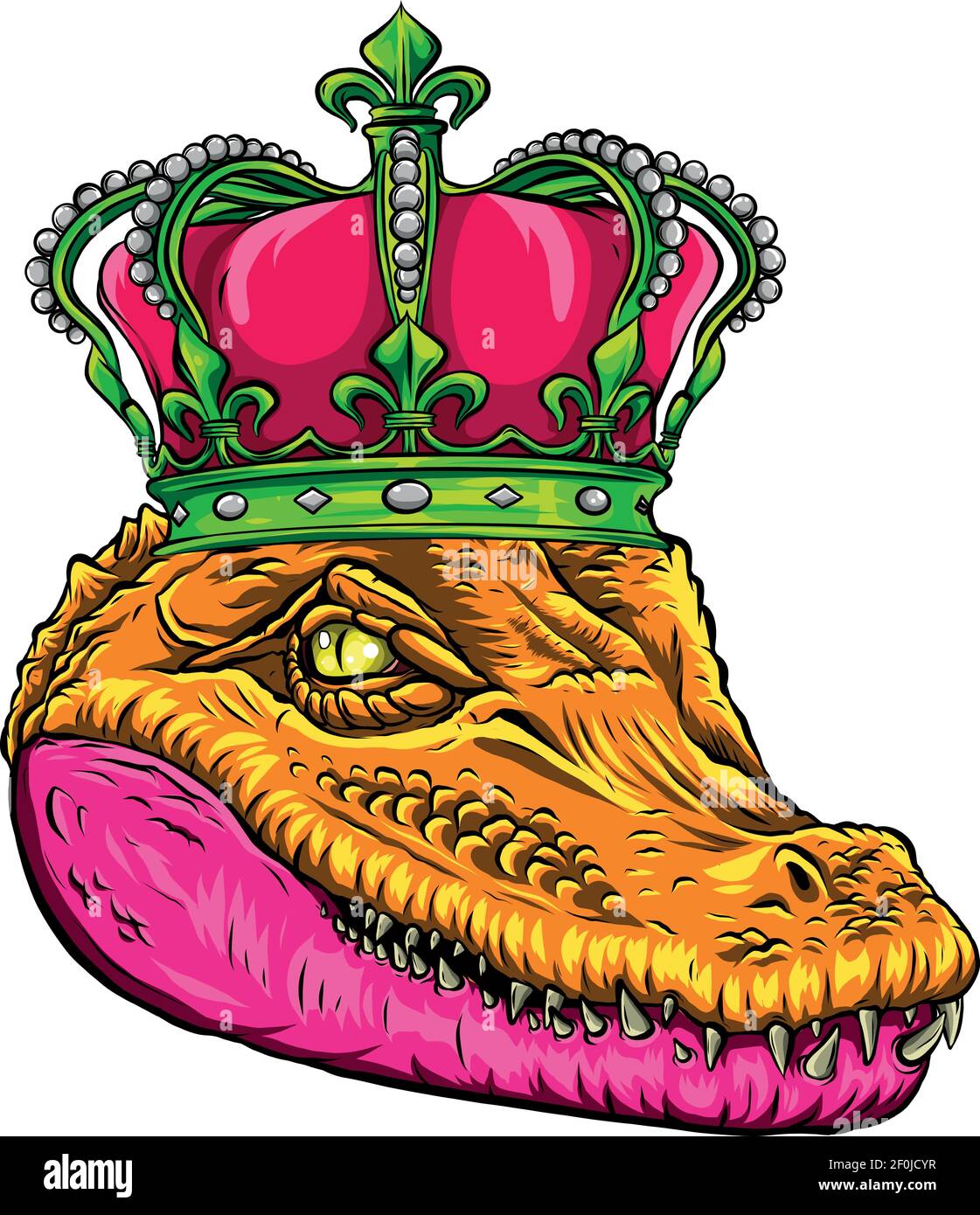 head of queen crocodile vector illustration design Stock Vector
