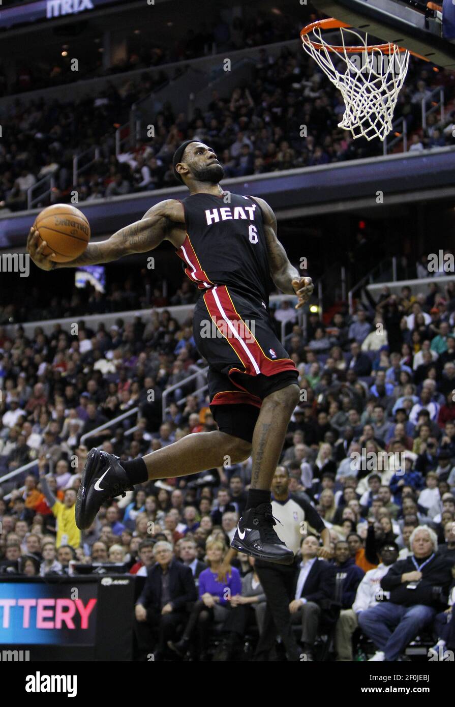 LeBron James Miami Heat Black Jersey Dunk Action 8x10 photo at