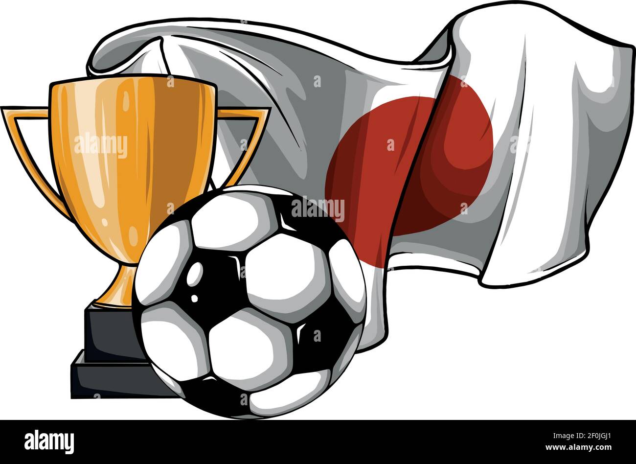 football ball with cup and japan flag vector Stock Vector