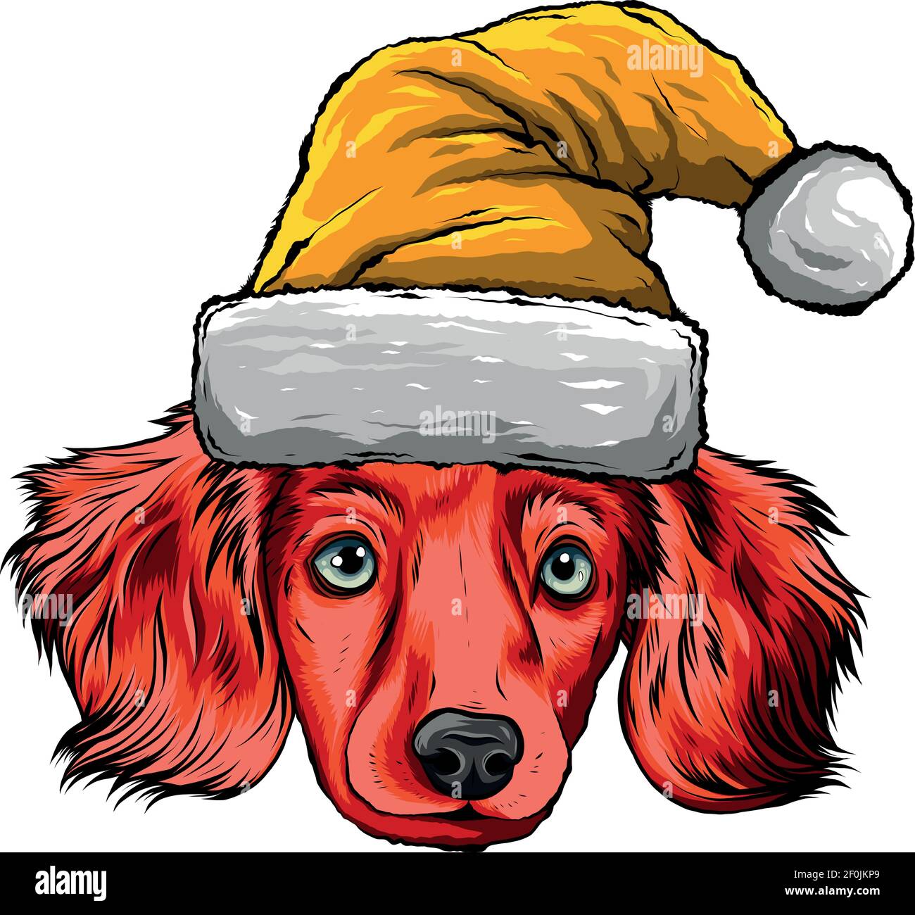 Cartoon illustration dog christmas hat hires stock photography and