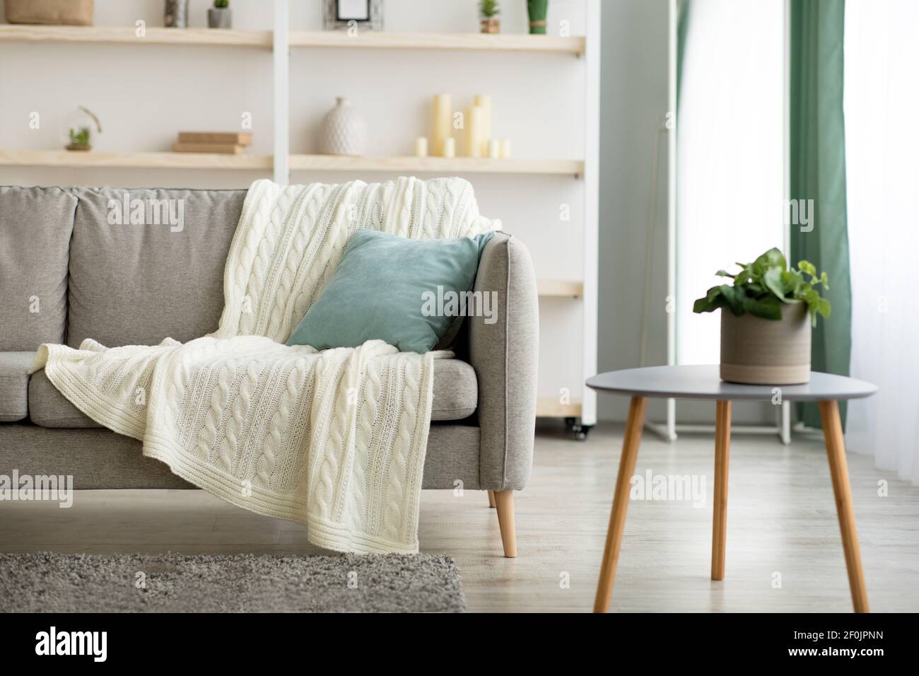Cozy comfortable interior of house with candles and decorative elements ...