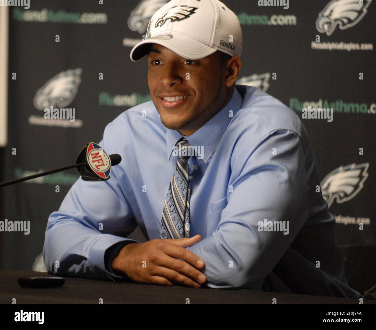 Philadelphia Eagles draft pick Nate Allen takes questions from the