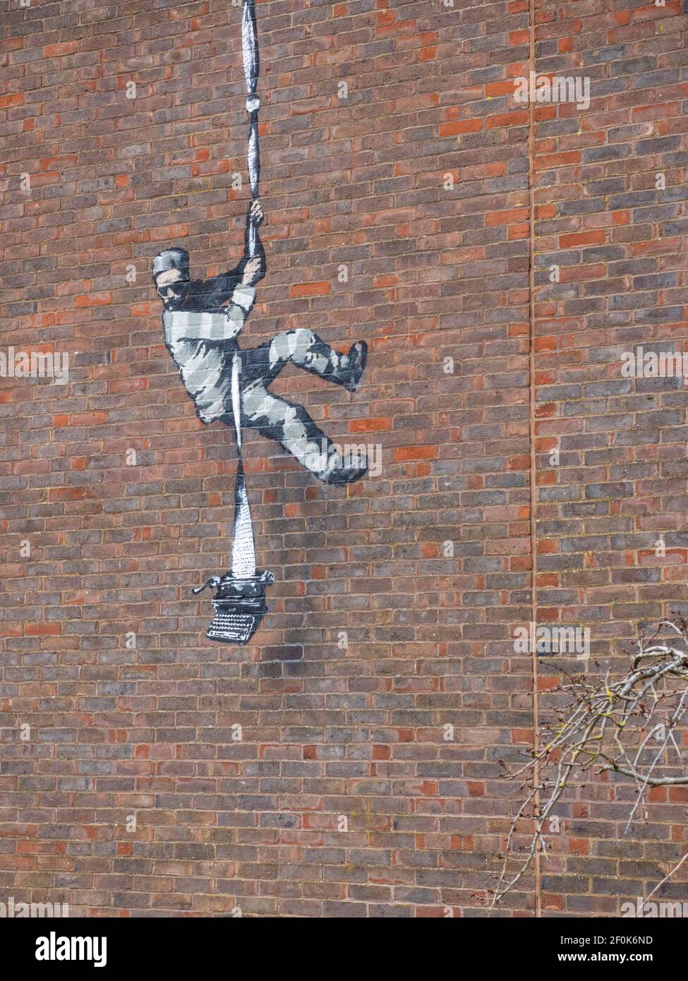 Banksy's Reading Prison Mural, Reading , Berkshire,  England, UK, GB. Stock Photo