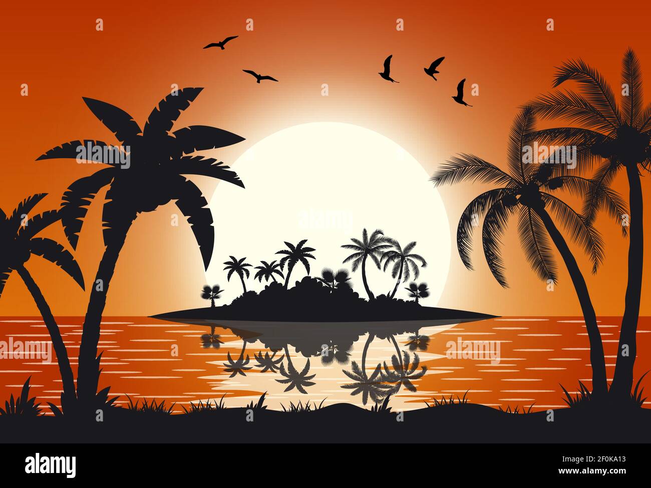 Palms at dawn Stock Vector Images - Alamy