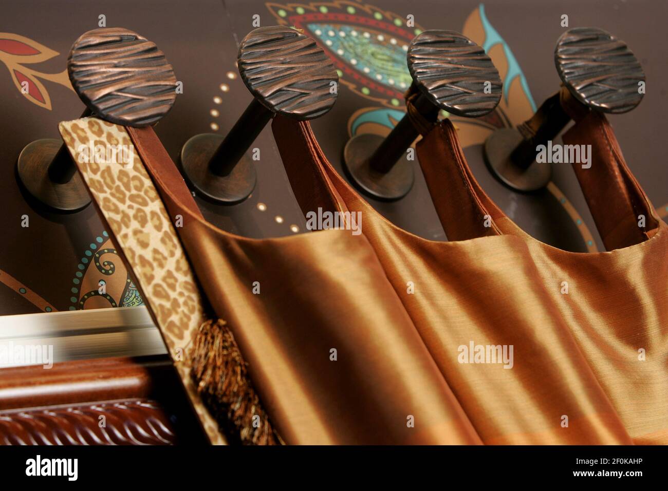 Drapery medallions are used to hang custommade drapes at One Stop