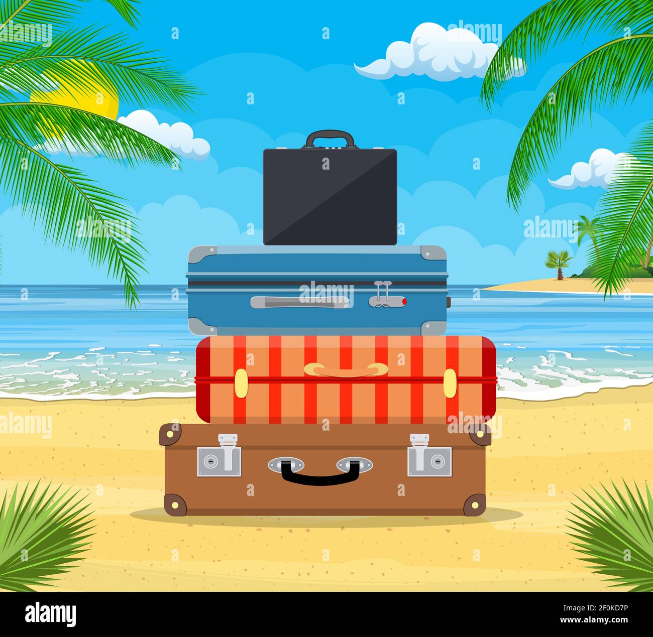 Open baggage, luggage, suitcases Stock Vector