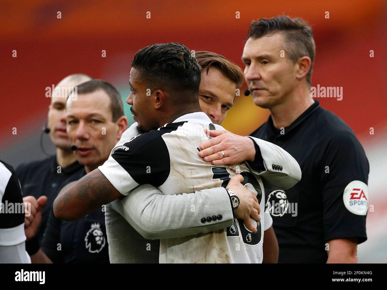 Fulham Manager Scott Parker Greets Mario Lemina After The Final Whistle