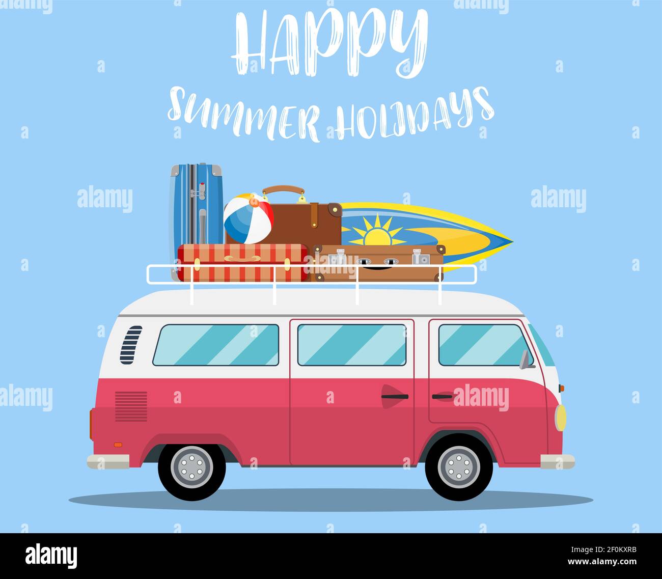 travel van with surfboard and suitcases Stock Vector Image & Art Alamy