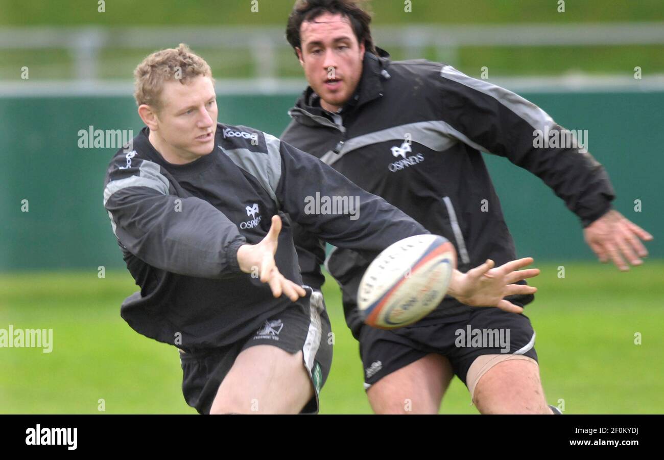 Brent Cockbain (Celtic Warriors) holds the ball as he is challeged during  the Celtic League match against Munster at Pontpridd Stock Photo - Alamy