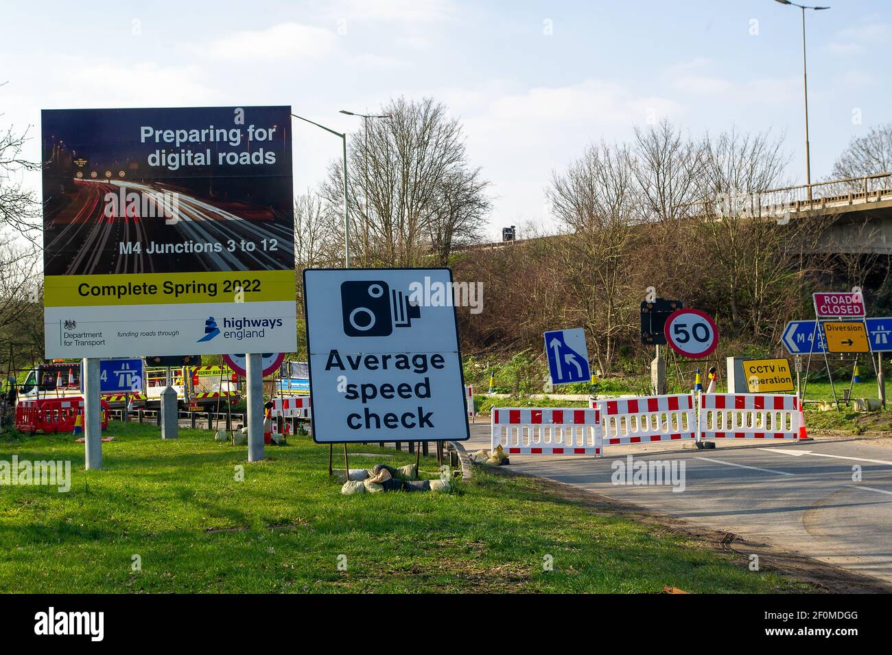 Langley, Berkshire, UK. 7th March, 2021. The M4 Motorway was closed